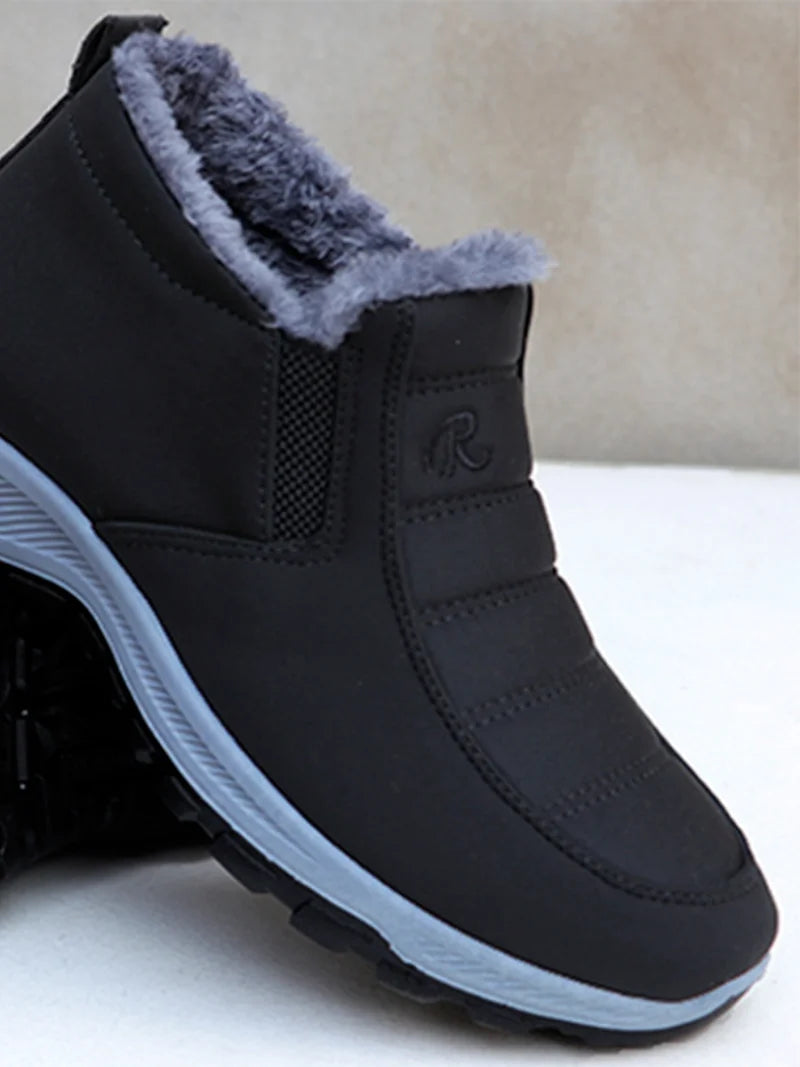 Waterproof Winter Snow Boots for Women and Men – Slip-On Ankle Plush Shoes