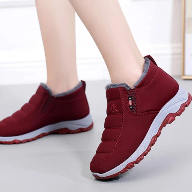 Waterproof Winter Snow Boots for Women and Men – Slip-On Ankle Plush Shoes