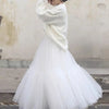 Women’s High Waist Multilayer Ruffle Tulle Maxi Skirt