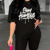 Women's Letter Print T-Shirt – Casual 90s Style Short Sleeve Tee