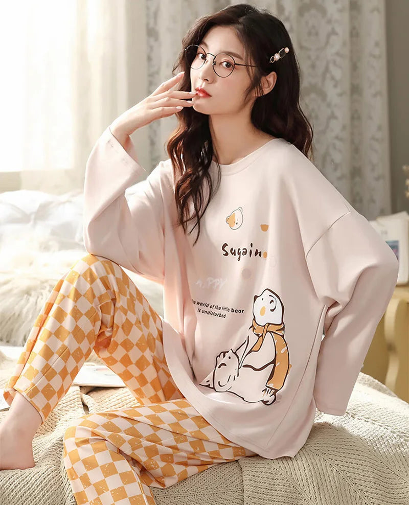 2-Piece Women’s Cartoon Pajama Set