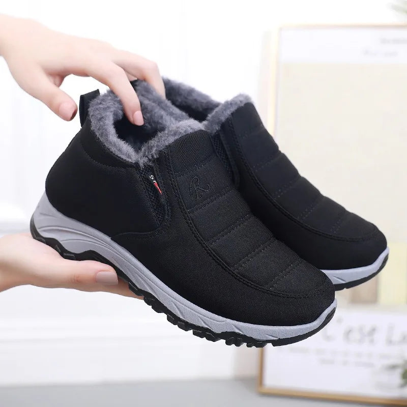 Waterproof Winter Snow Boots for Women and Men – Slip-On Ankle Plush Shoes