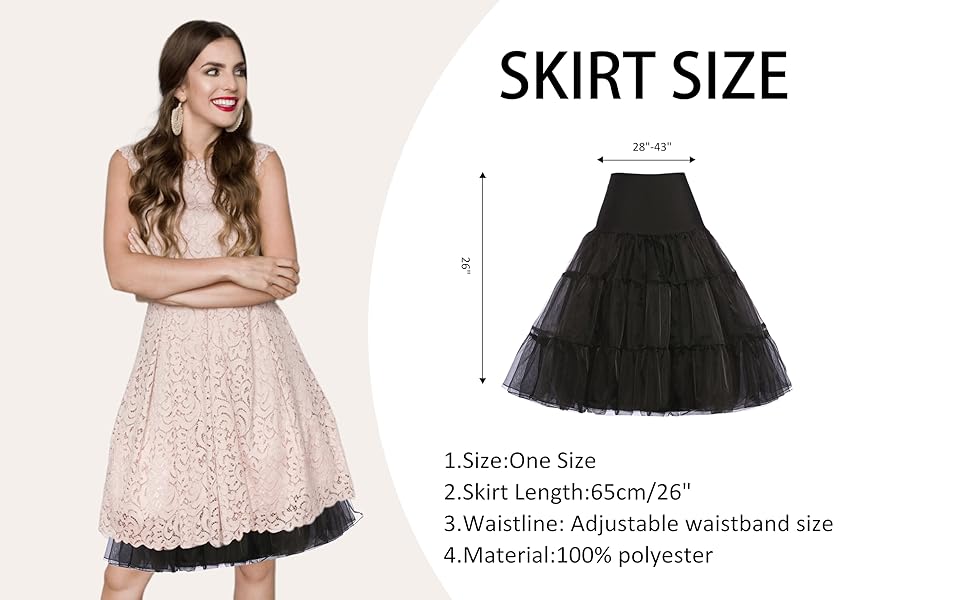 Women's 50s Vintage Tulle Petticoat – Fluffy Half Slip Tutu Underskirt